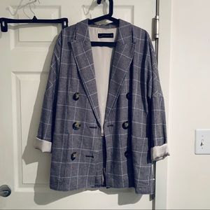 Zara checked plaid blazer coat